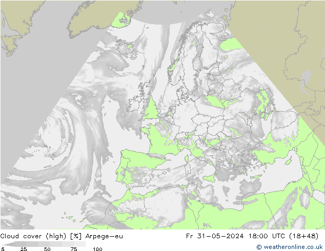 Wolken (hohe) Arpege-eu Fr 31.05.2024 18 UTC