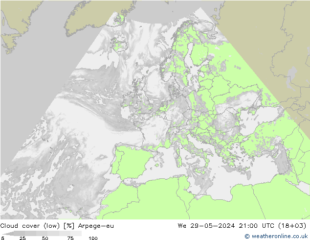 Bulutlar (düşük) Arpege-eu Çar 29.05.2024 21 UTC