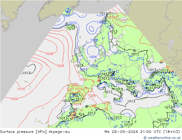 pression de l'air Arpege-eu mer 29.05.2024 21 UTC