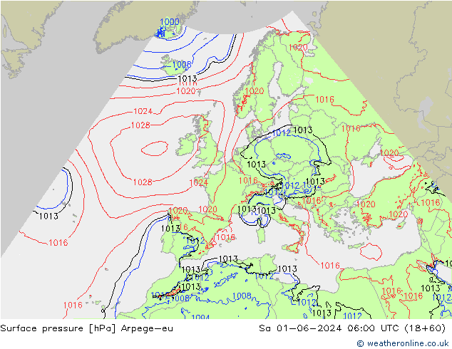 Luchtdruk (Grond) Arpege-eu za 01.06.2024 06 UTC