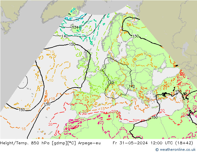 Height/Temp. 850 hPa Arpege-eu Fr 31.05.2024 12 UTC