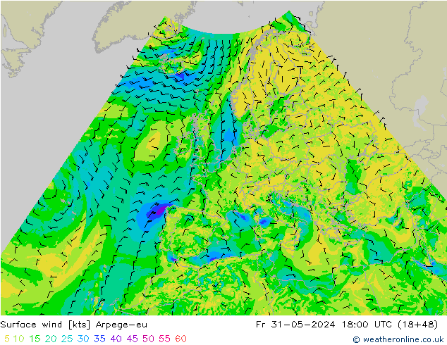 Surface wind Arpege-eu Pá 31.05.2024 18 UTC