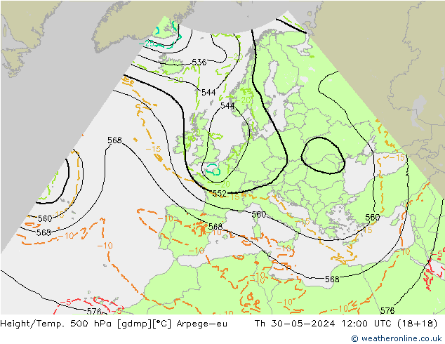 Géop./Temp. 500 hPa Arpege-eu jeu 30.05.2024 12 UTC