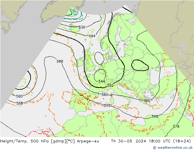 Yükseklik/Sıc. 500 hPa Arpege-eu Per 30.05.2024 18 UTC