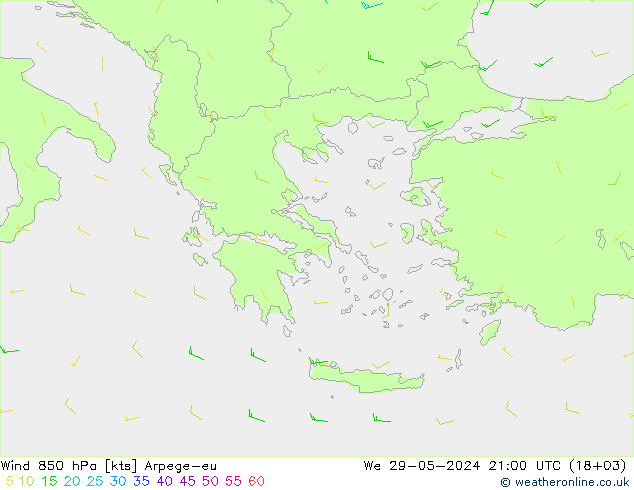 Wind 850 hPa Arpege-eu We 29.05.2024 21 UTC