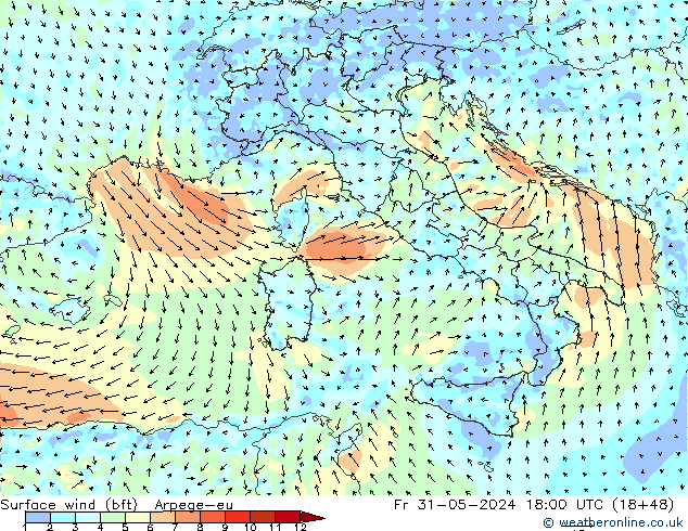 ве�Bе�@ 10 m (bft) Arpege-eu пт 31.05.2024 18 UTC