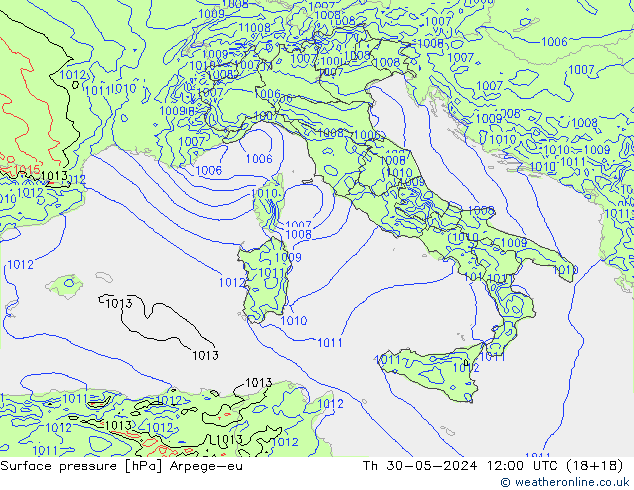 pressão do solo Arpege-eu Qui 30.05.2024 12 UTC