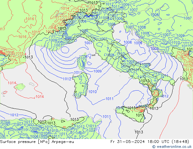 Luchtdruk (Grond) Arpege-eu vr 31.05.2024 18 UTC