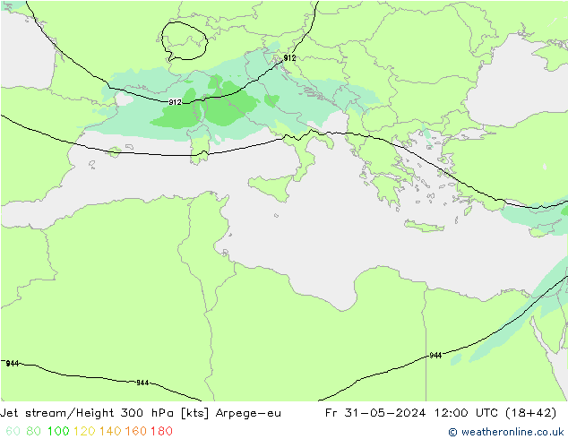 Jet stream/Height 300 hPa Arpege-eu Fr 31.05.2024 12 UTC