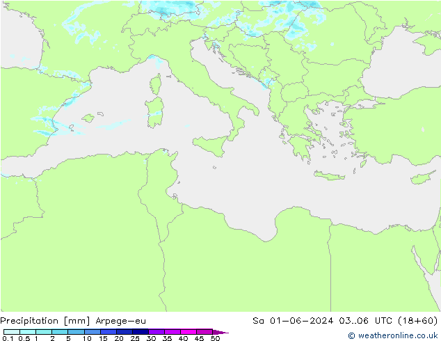 Precipitación Arpege-eu sáb 01.06.2024 06 UTC