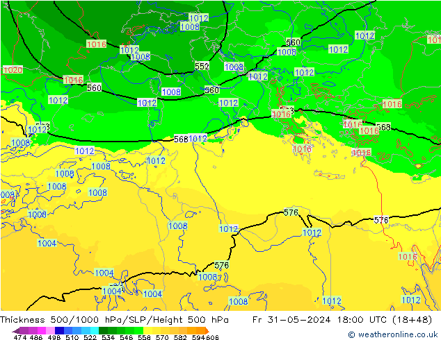 Thck 500-1000hPa Arpege-eu ven 31.05.2024 18 UTC