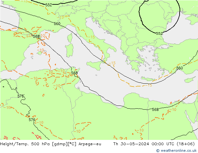 Height/Temp. 500 hPa Arpege-eu Qui 30.05.2024 00 UTC