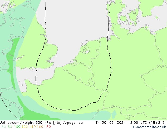 Corriente en chorro Arpege-eu jue 30.05.2024 18 UTC