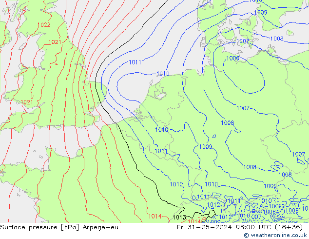 Surface pressure Arpege-eu Fr 31.05.2024 06 UTC