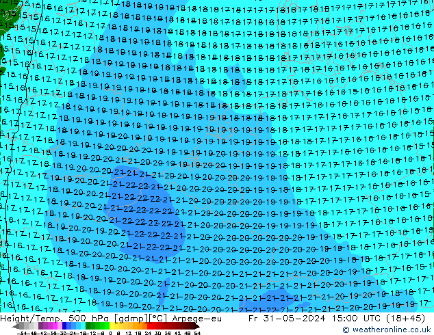 Height/Temp. 500 hPa Arpege-eu Pá 31.05.2024 15 UTC