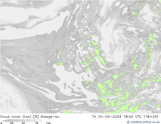 Nuages (bas) Arpege-eu jeu 30.05.2024 18 UTC