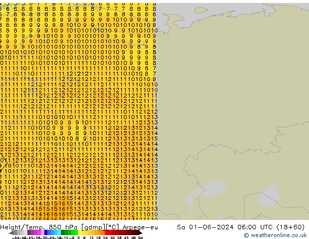 Height/Temp. 850 hPa Arpege-eu Sa 01.06.2024 06 UTC