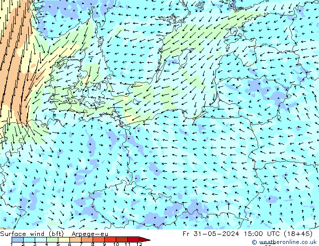 10 m (bft) Arpege-eu  31.05.2024 15 UTC