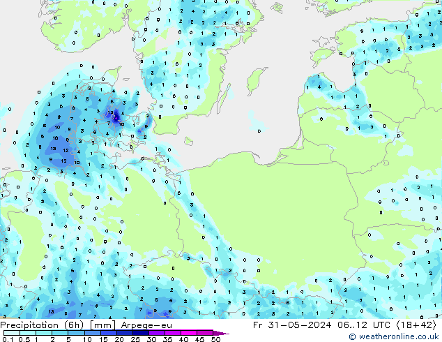 Precipitation (6h) Arpege-eu Fr 31.05.2024 12 UTC