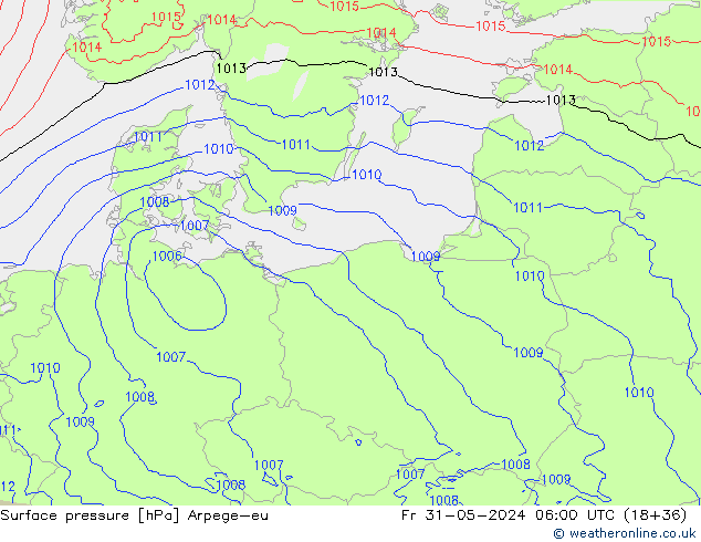 Surface pressure Arpege-eu Fr 31.05.2024 06 UTC