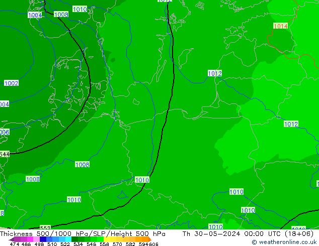 Thck 500-1000hPa Arpege-eu gio 30.05.2024 00 UTC