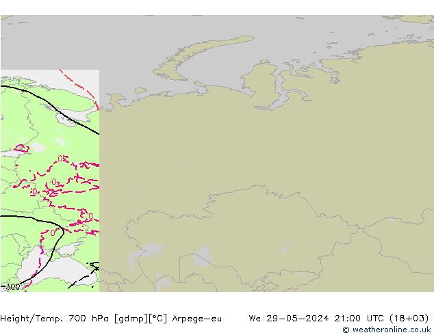 Géop./Temp. 700 hPa Arpege-eu mer 29.05.2024 21 UTC