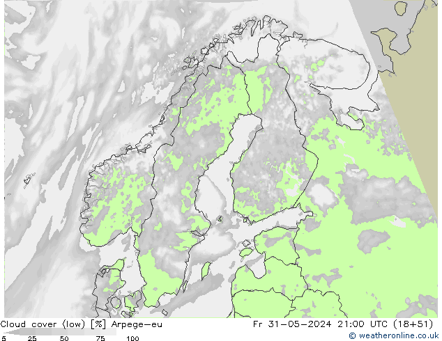 zachmurzenie (niskie) Arpege-eu pt. 31.05.2024 21 UTC