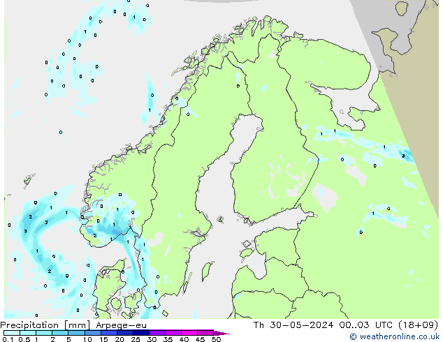 Precipitation Arpege-eu Th 30.05.2024 03 UTC