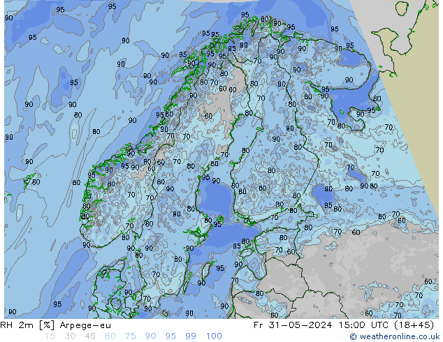 RH 2m Arpege-eu  31.05.2024 15 UTC