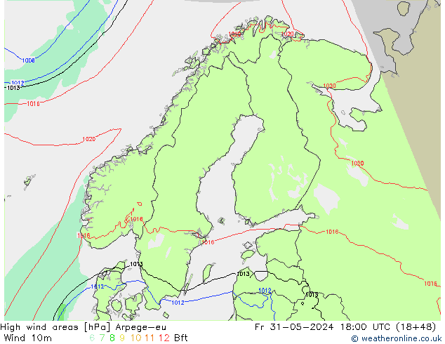 High wind areas Arpege-eu Fr 31.05.2024 18 UTC