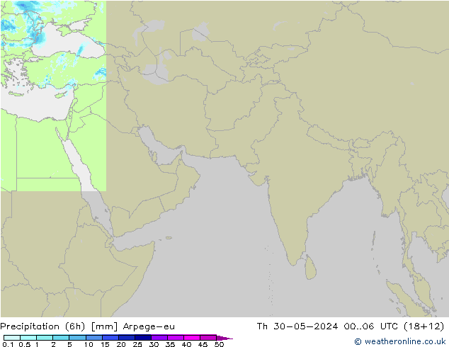 Precipitación (6h) Arpege-eu jue 30.05.2024 06 UTC