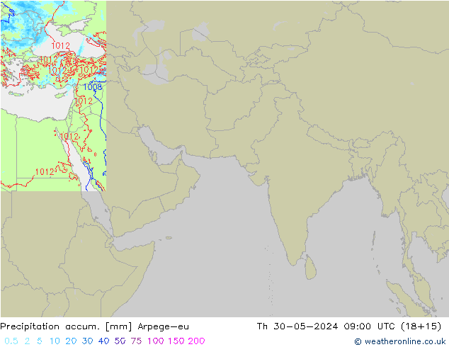 Precipitation accum. Arpege-eu Th 30.05.2024 09 UTC