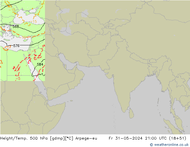 Height/Temp. 500 hPa Arpege-eu Pá 31.05.2024 21 UTC