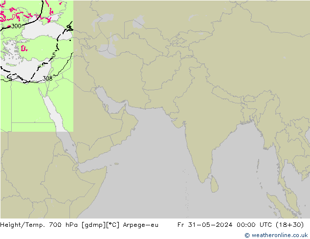 Height/Temp. 700 hPa Arpege-eu  31.05.2024 00 UTC