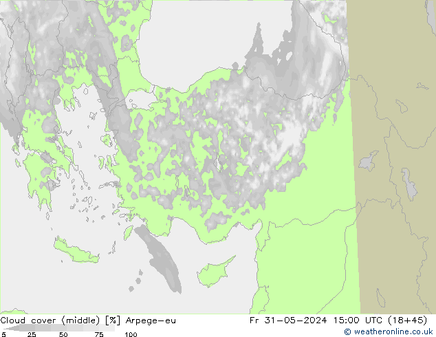 oblačnosti uprostřed Arpege-eu Pá 31.05.2024 15 UTC