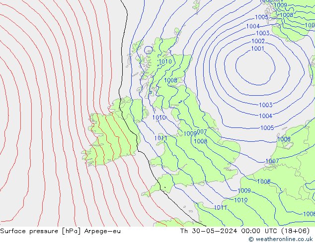 pressão do solo Arpege-eu Qui 30.05.2024 00 UTC