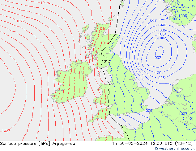 Surface pressure Arpege-eu Th 30.05.2024 12 UTC