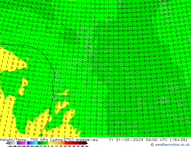 Yükseklik/Sıc. 700 hPa Arpege-eu Cu 31.05.2024 09 UTC