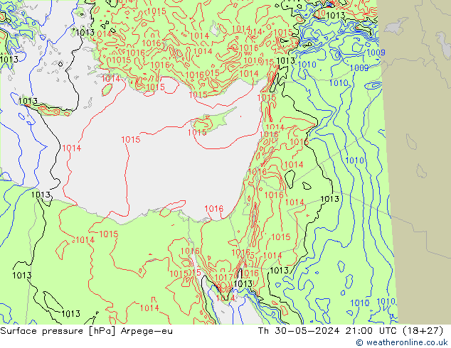 Surface pressure Arpege-eu Th 30.05.2024 21 UTC