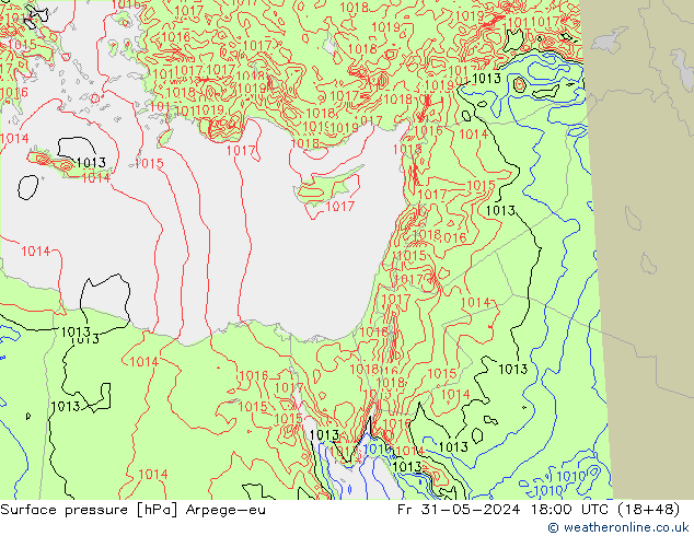 Luchtdruk (Grond) Arpege-eu vr 31.05.2024 18 UTC