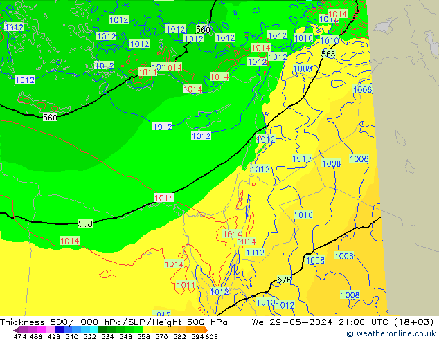 Thck 500-1000hPa Arpege-eu  29.05.2024 21 UTC