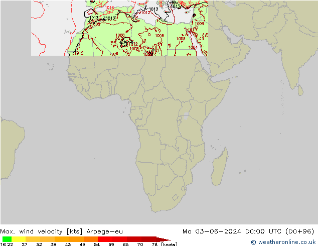 Max. wind velocity Arpege-eu Seg 03.06.2024 00 UTC