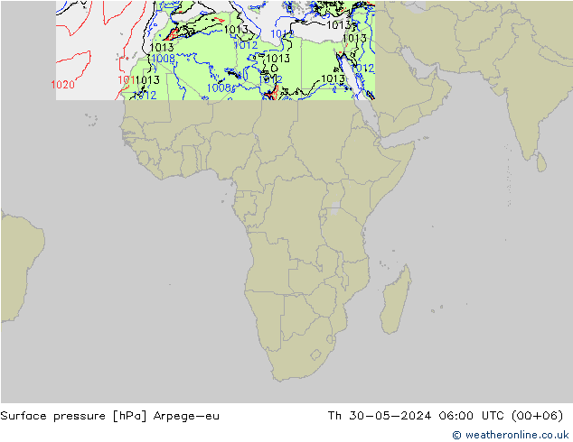 Surface pressure Arpege-eu Th 30.05.2024 06 UTC