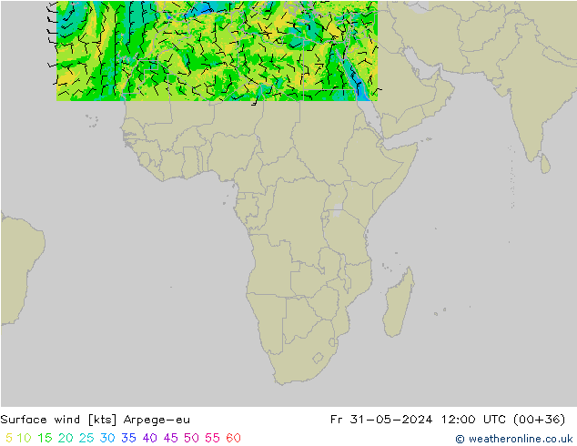 Vent 10 m Arpege-eu ven 31.05.2024 12 UTC