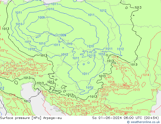 Atmosférický tlak Arpege-eu So 01.06.2024 06 UTC