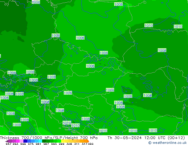 Schichtdicke 700-1000 hPa Arpege-eu Do 30.05.2024 12 UTC