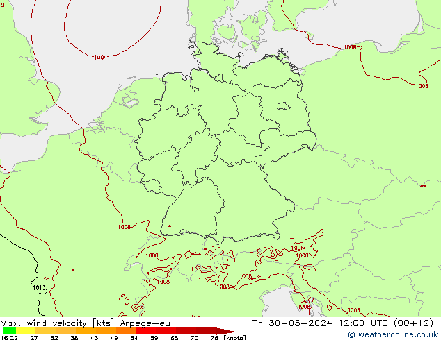 Windböen Arpege-eu Do 30.05.2024 12 UTC