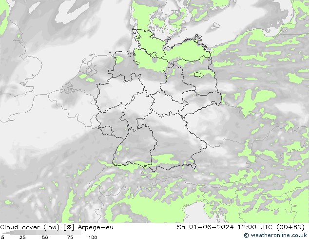 облака (низкий) Arpege-eu сб 01.06.2024 12 UTC