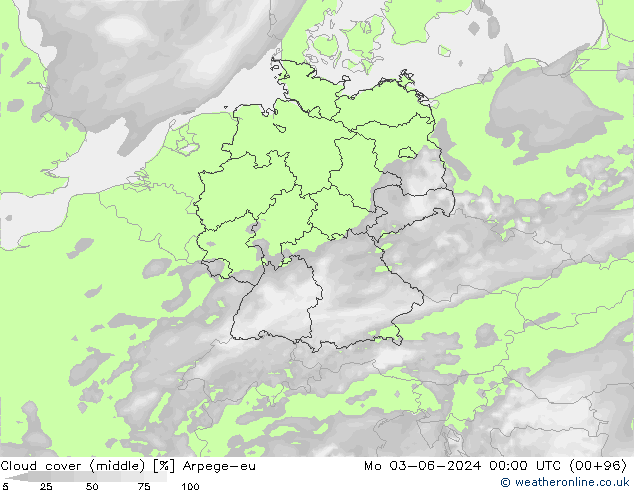 Nuages (moyen) Arpege-eu lun 03.06.2024 00 UTC