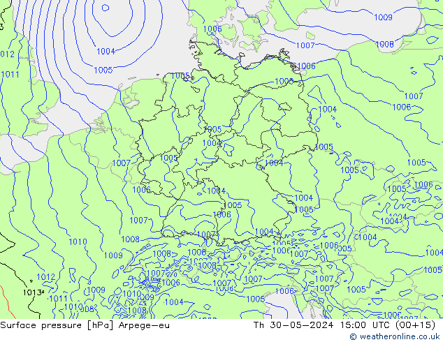 Surface pressure Arpege-eu Th 30.05.2024 15 UTC